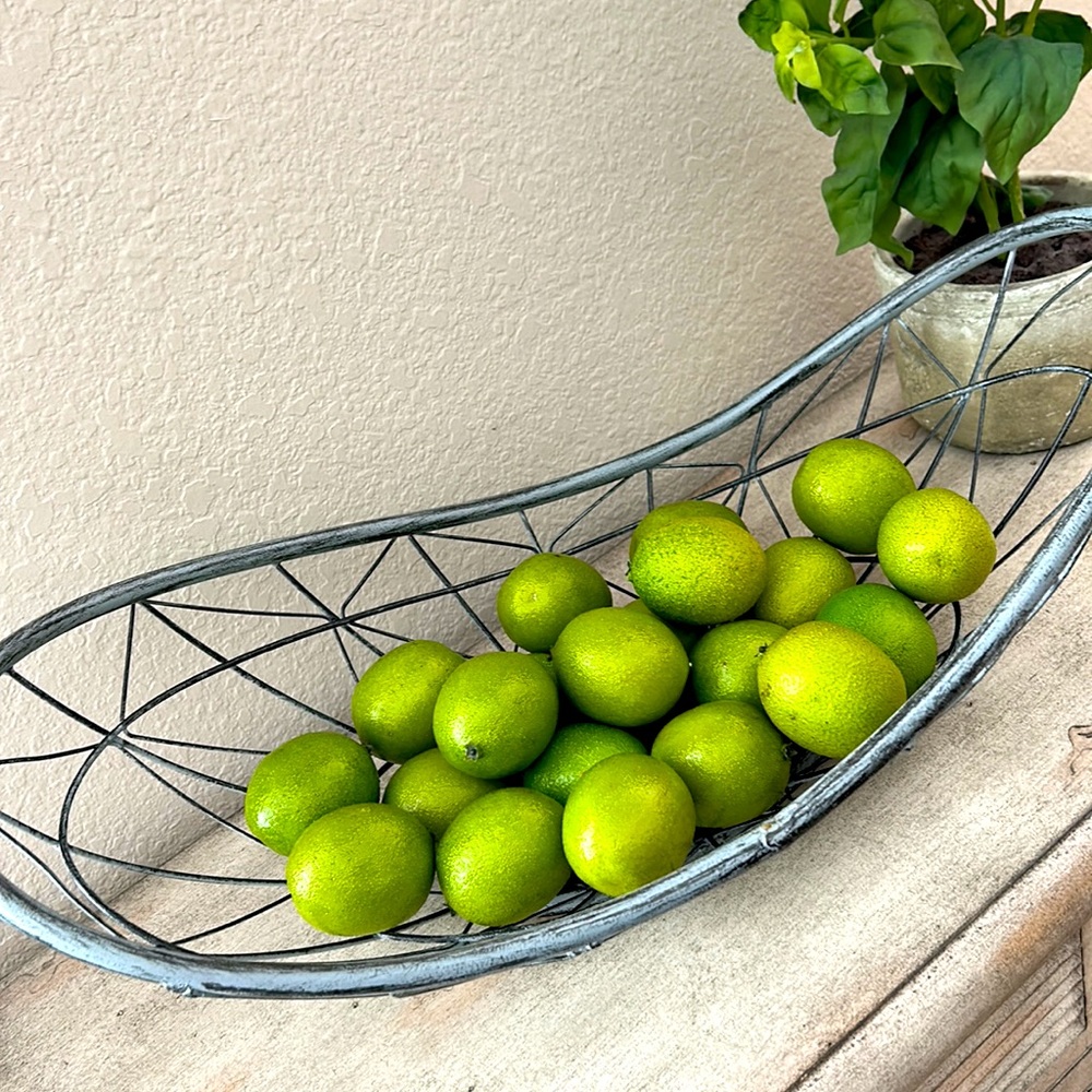 Pier 1  Boho Farmhouse large metal open metal weave oblong bowl